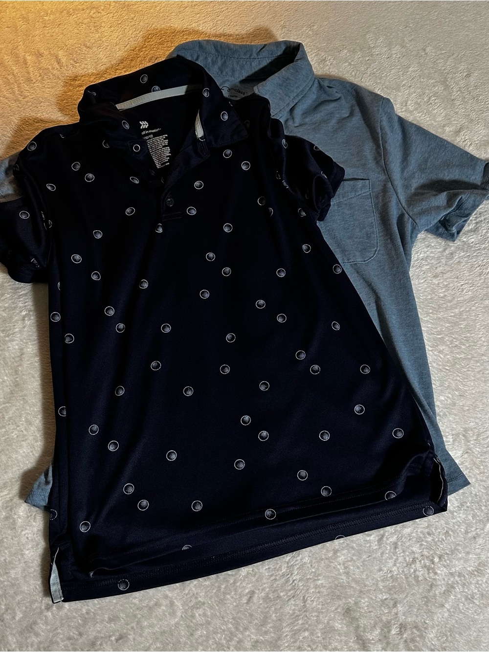 all in motion Navy Polo with White Circle Print